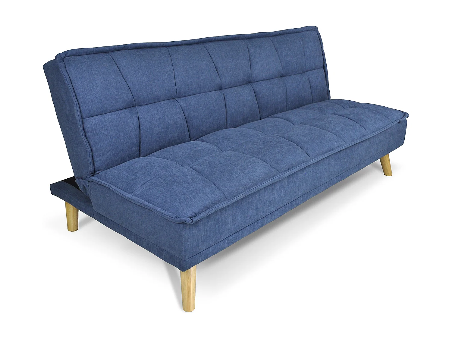 Divano letto clic clac in tessuto vellutato blu, divano 3 posti mod. Bart