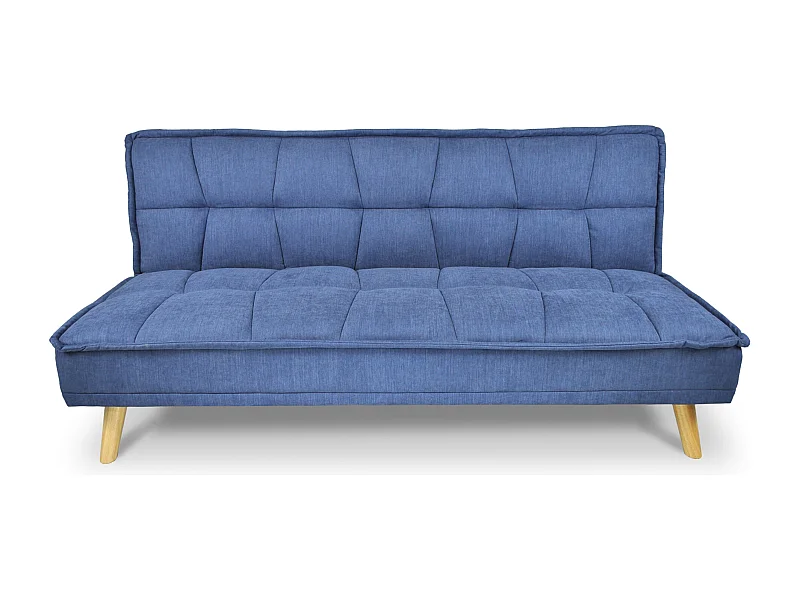 Divano letto clic clac in tessuto vellutato blu, divano 3 posti mod. Bart