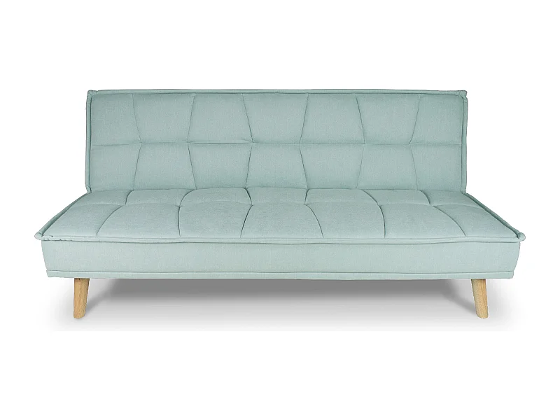 Divano letto clic clac in tessuto vellutato verde Tiffany, divano 3 posti mod. Bart