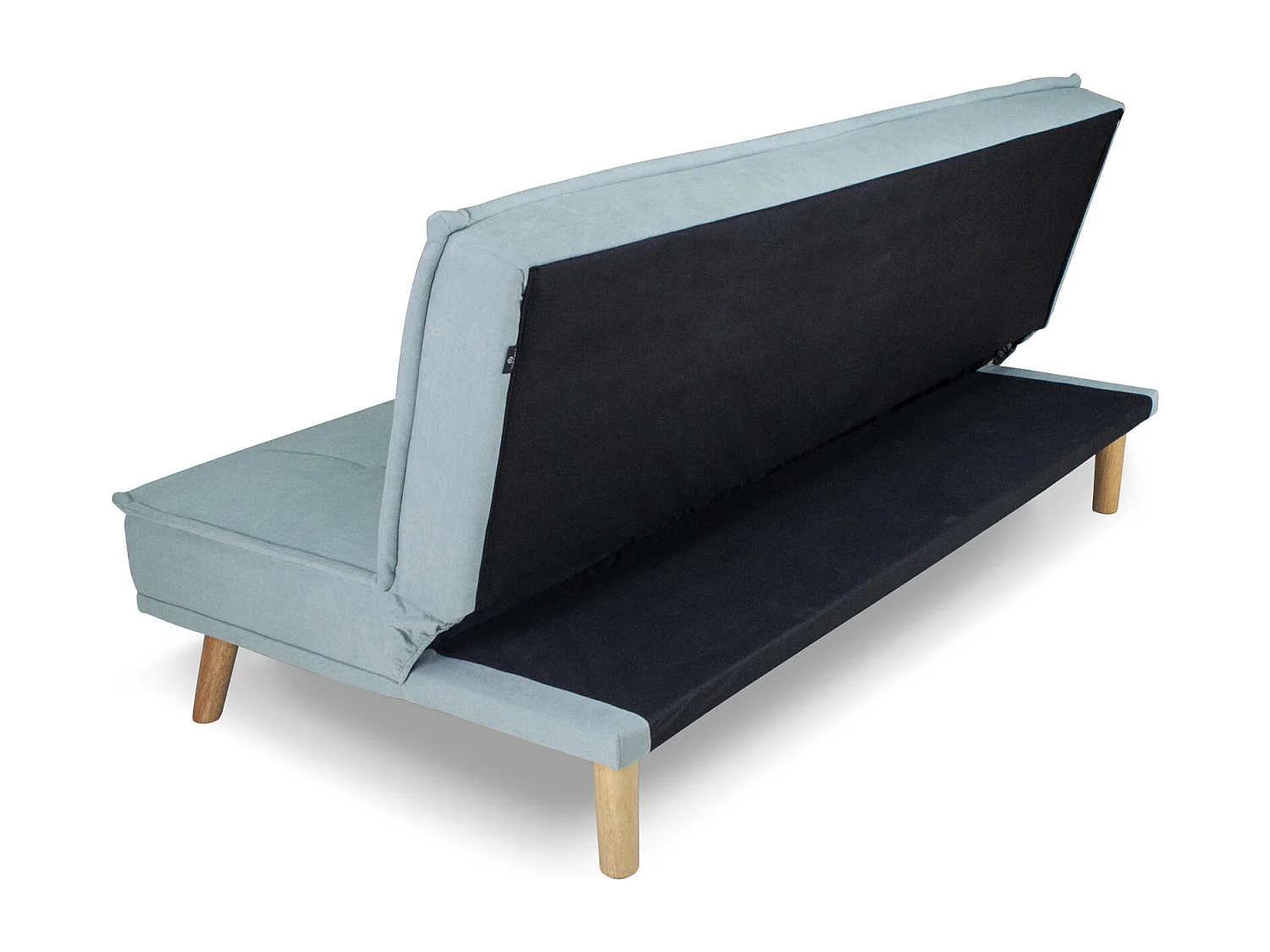 Divano letto clic clac in tessuto vellutato verde Tiffany, divano 3 posti mod. Bart