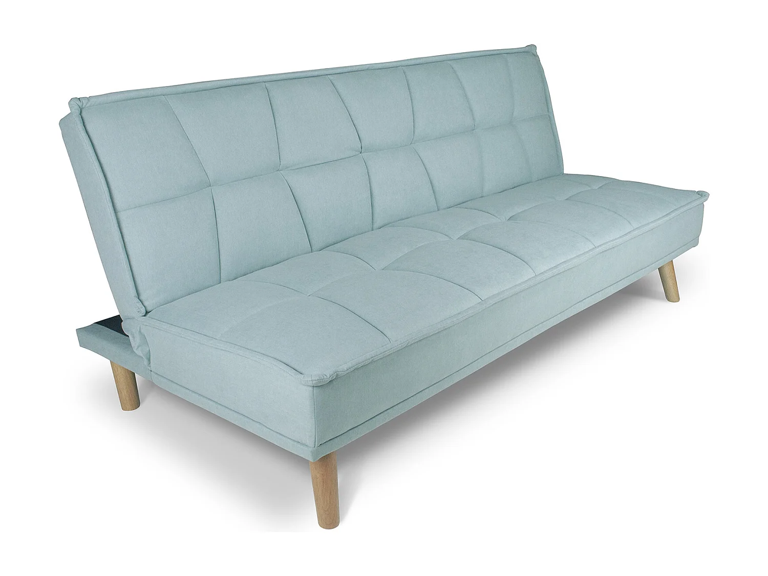 Divano letto clic clac in tessuto vellutato verde Tiffany, divano 3 posti mod. Bart