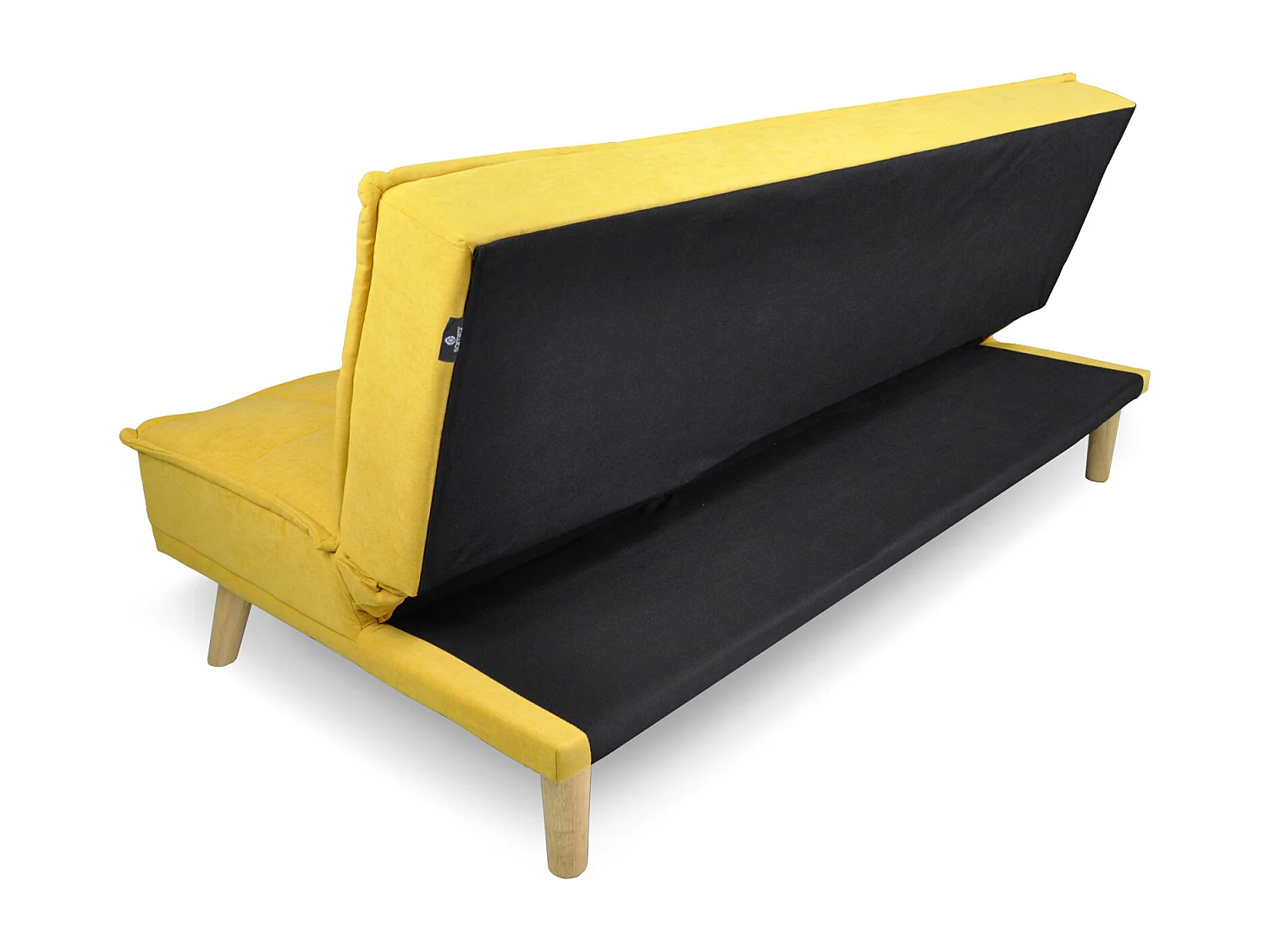 Divano letto clic clac in tessuto vellutato giallo, divano 3 posti mod. Bart