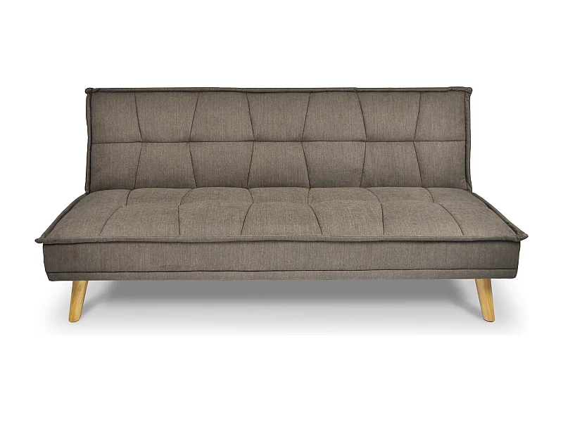 Divano letto clic clac in tessuto vellutato marrone, divano 3 posti mod. Bart