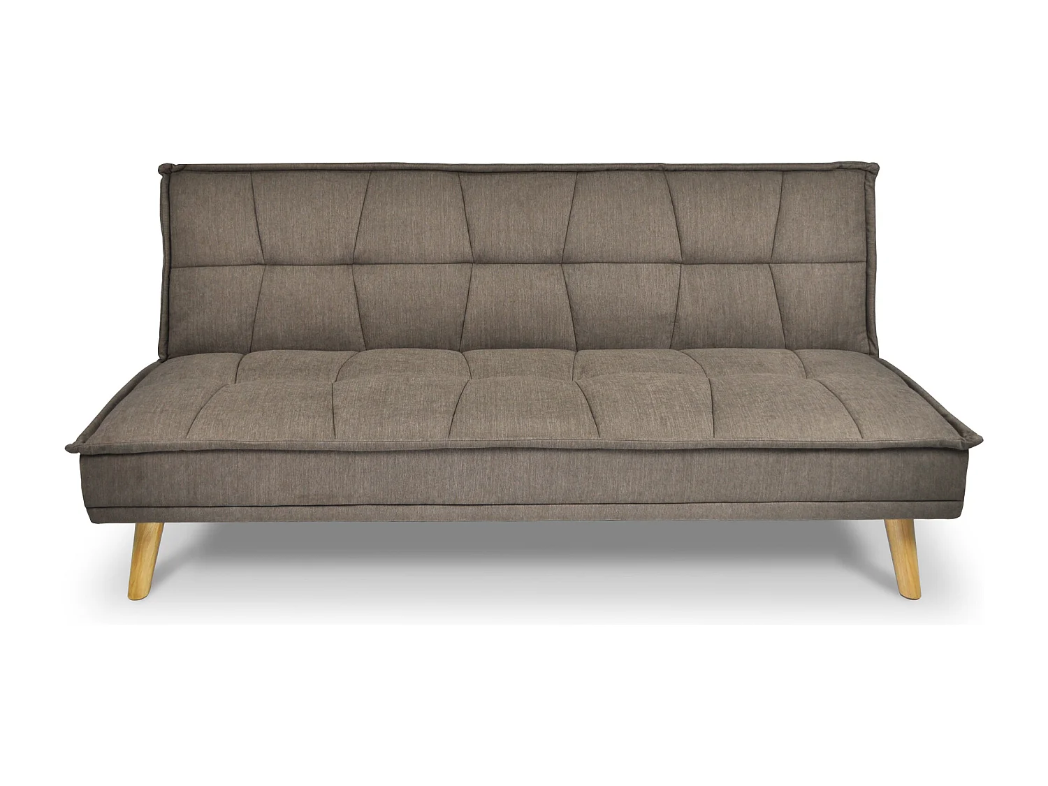 Divano letto clic clac in tessuto vellutato marrone, divano 3 posti mod. Bart