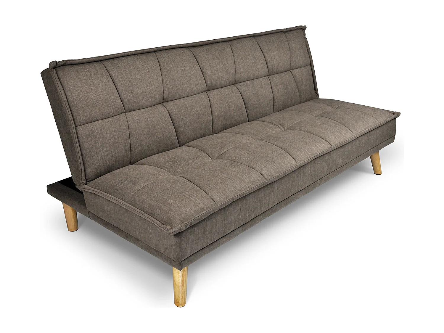 Divano letto clic clac in tessuto vellutato marrone, divano 3 posti mod. Bart