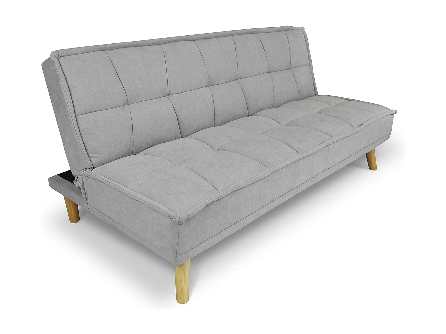 Divano letto clic clac in tessuto vellutato grigio, divano 3 posti mod. Bart