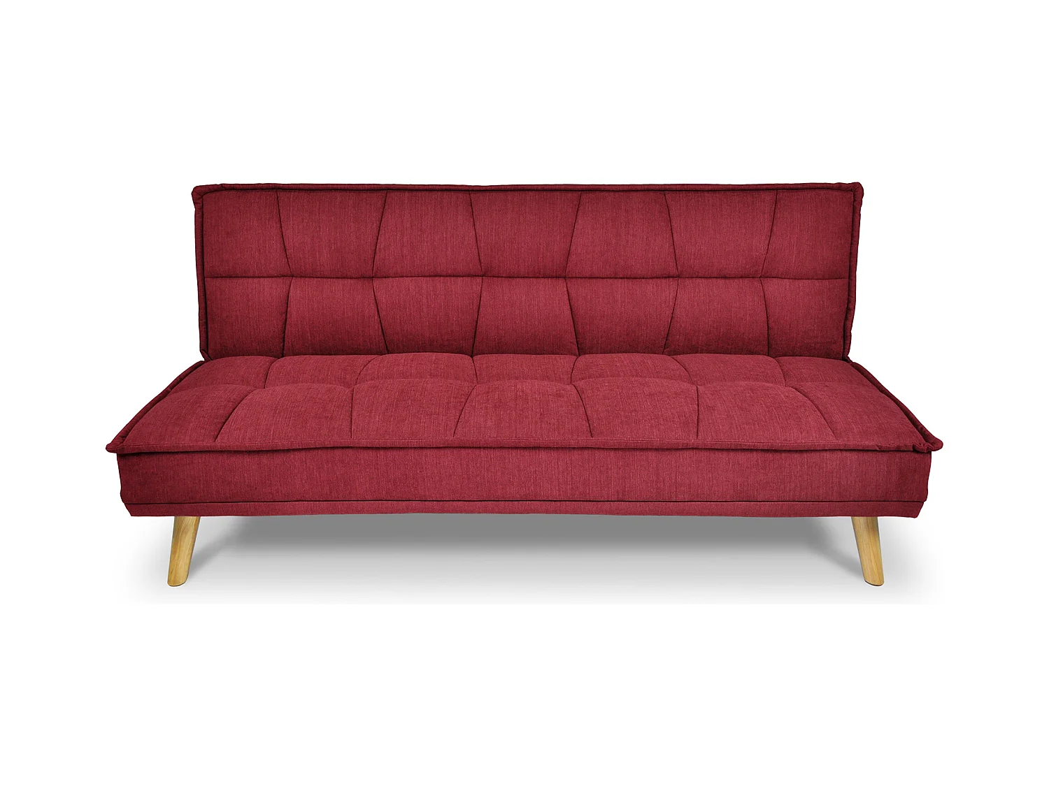 Divano letto clic clac in tessuto vellutato bordeaux, divano 3 posti mod. Bart