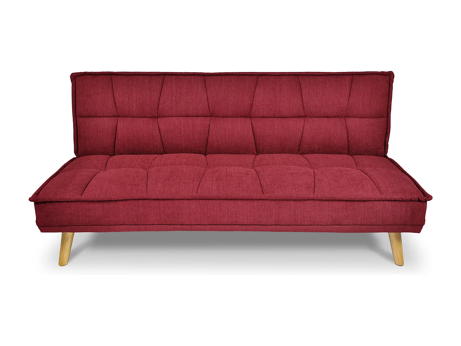 Divano letto clic clac in tessuto vellutato bordeaux, divano 3 posti mod. Bart