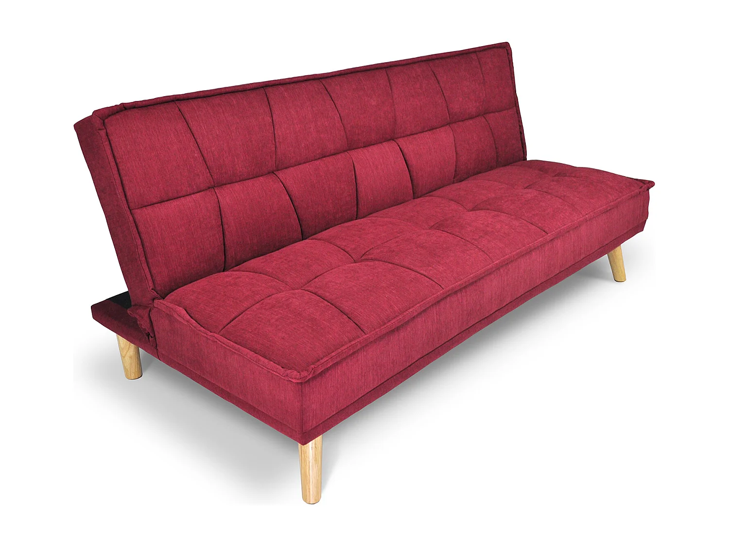 Divano letto clic clac in tessuto vellutato bordeaux, divano 3 posti mod. Bart