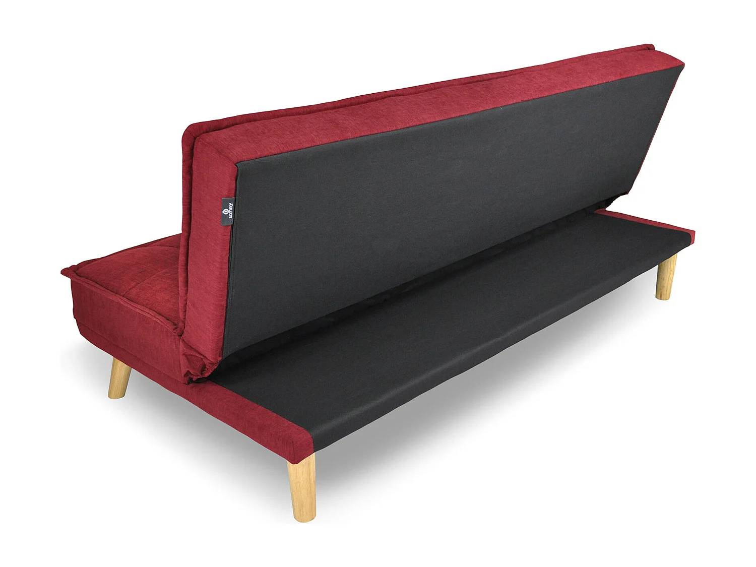 Divano letto clic clac in tessuto vellutato bordeaux, divano 3 posti mod. Bart