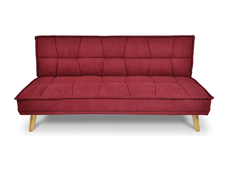 Divano letto clic clac in tessuto vellutato bordeaux, divano 3 posti mod. Bart
