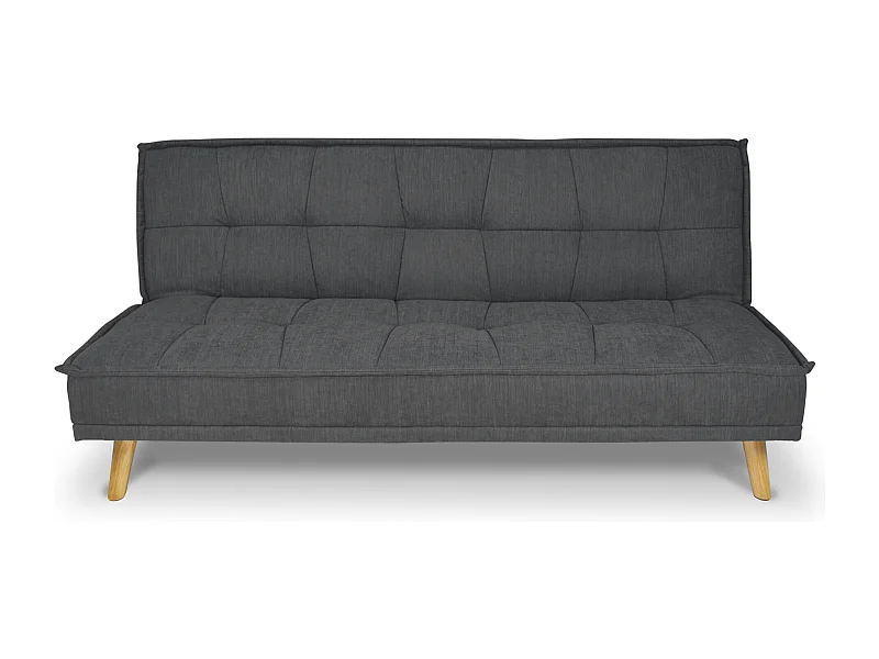 Divano letto clic clac in tessuto vellutato grigio scuro, divano 3 posti mod. Bart