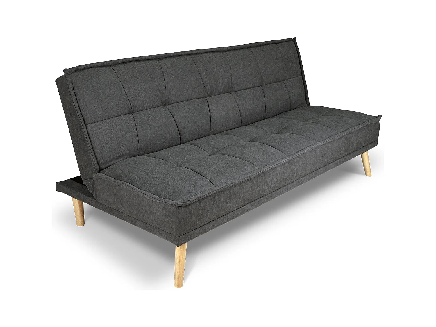 Divano letto clic clac in tessuto vellutato grigio scuro, divano 3 posti mod. Bart