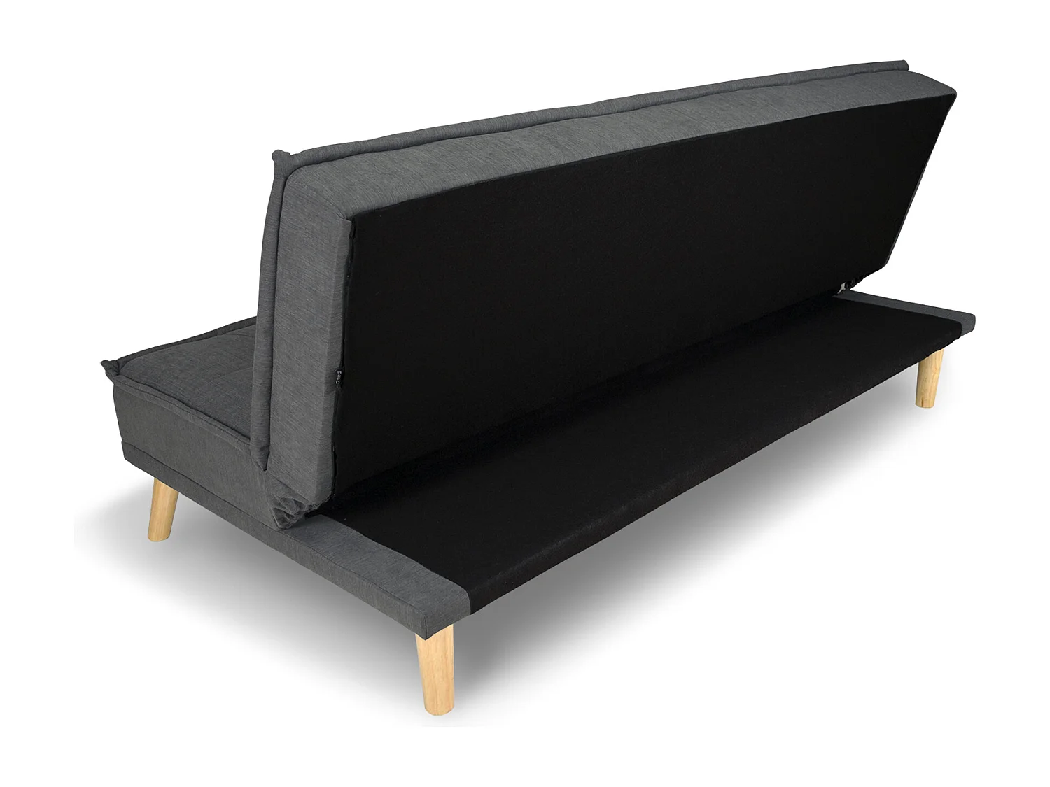 Divano letto clic clac in tessuto vellutato grigio scuro, divano 3 posti mod. Bart