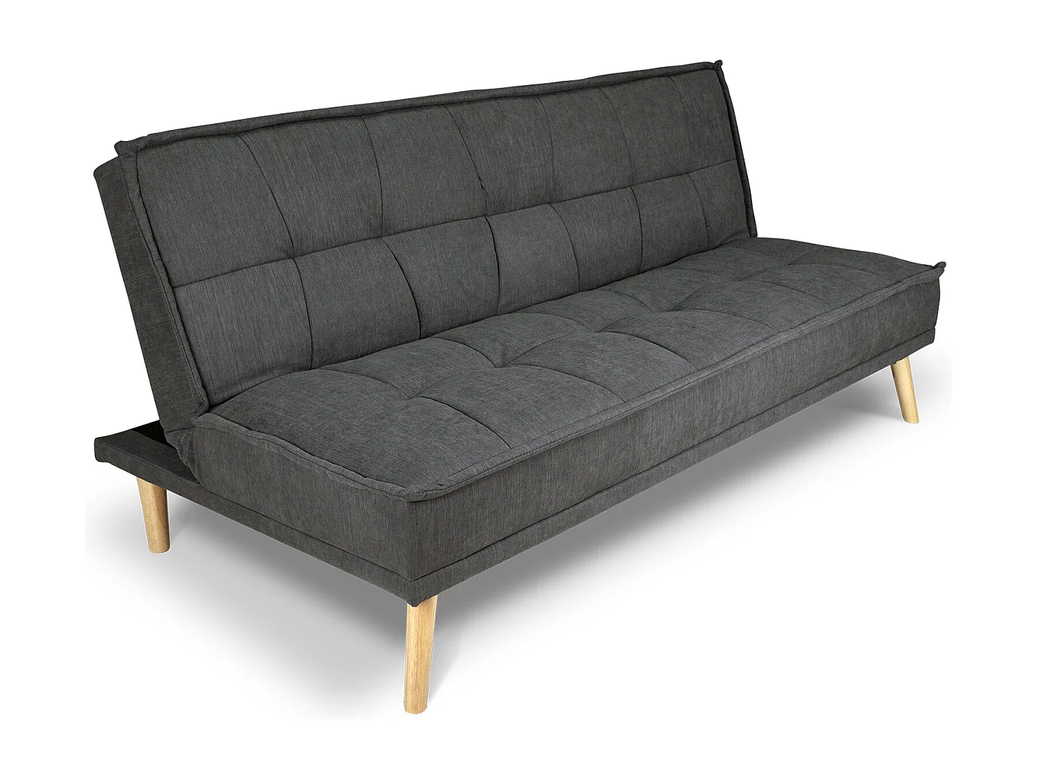 Divano letto clic clac in tessuto vellutato grigio scuro, divano 3 posti mod. Bart