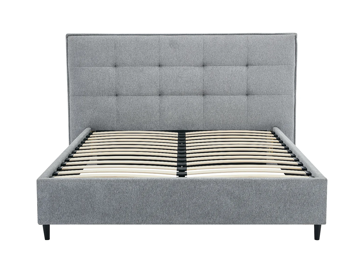 Lit 160 x 200 cm avec tête de lit capitonnée - Tissu - Gris - NIRPIO