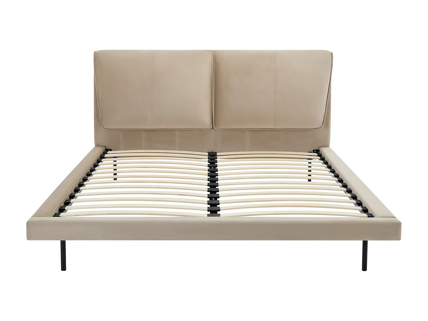 Lit 140 x 190 cm - Velours - Taupe - IBEDIA