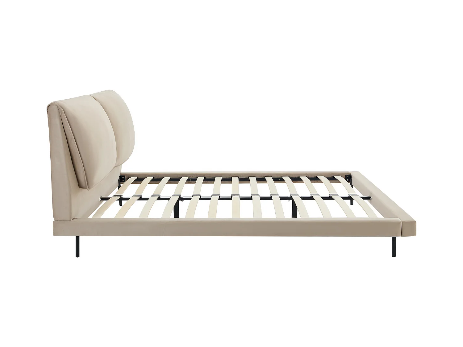 Bett 140 x 190 cm - Samt - Taupe - IBEDIA