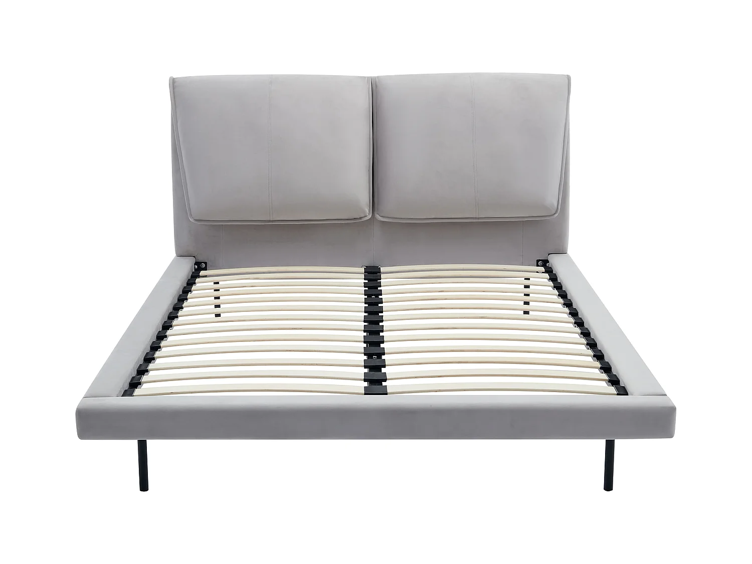 Cama 140 x 190 cm veludo cinza - IBEDIA