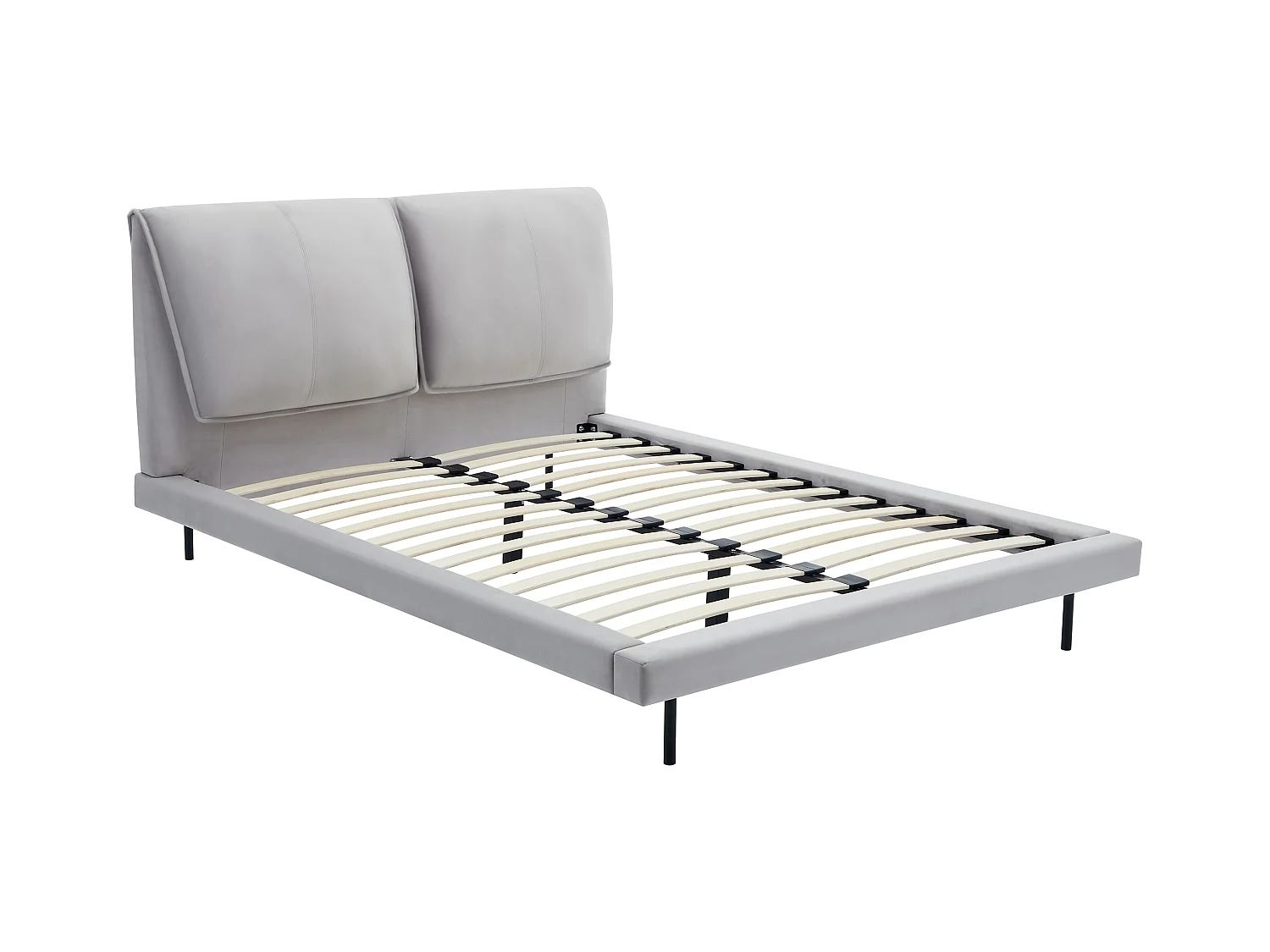 Bed 140 x 190 cm - Velours - Grijs - IBEDIA