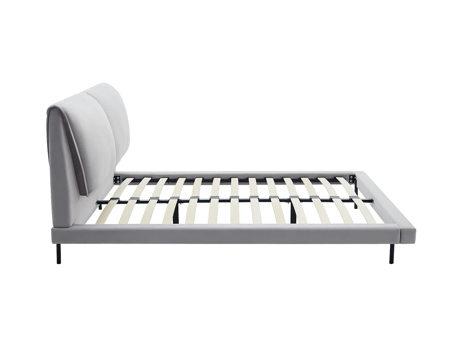 Bed 140 x 190 cm - Velours - Grijs - IBEDIA