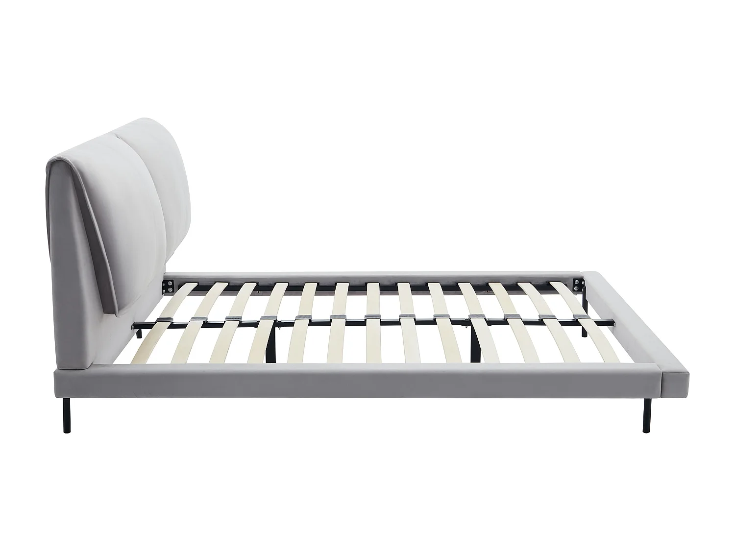 Letto 140 x 190 cm Velluto Grigio - IBEDIA