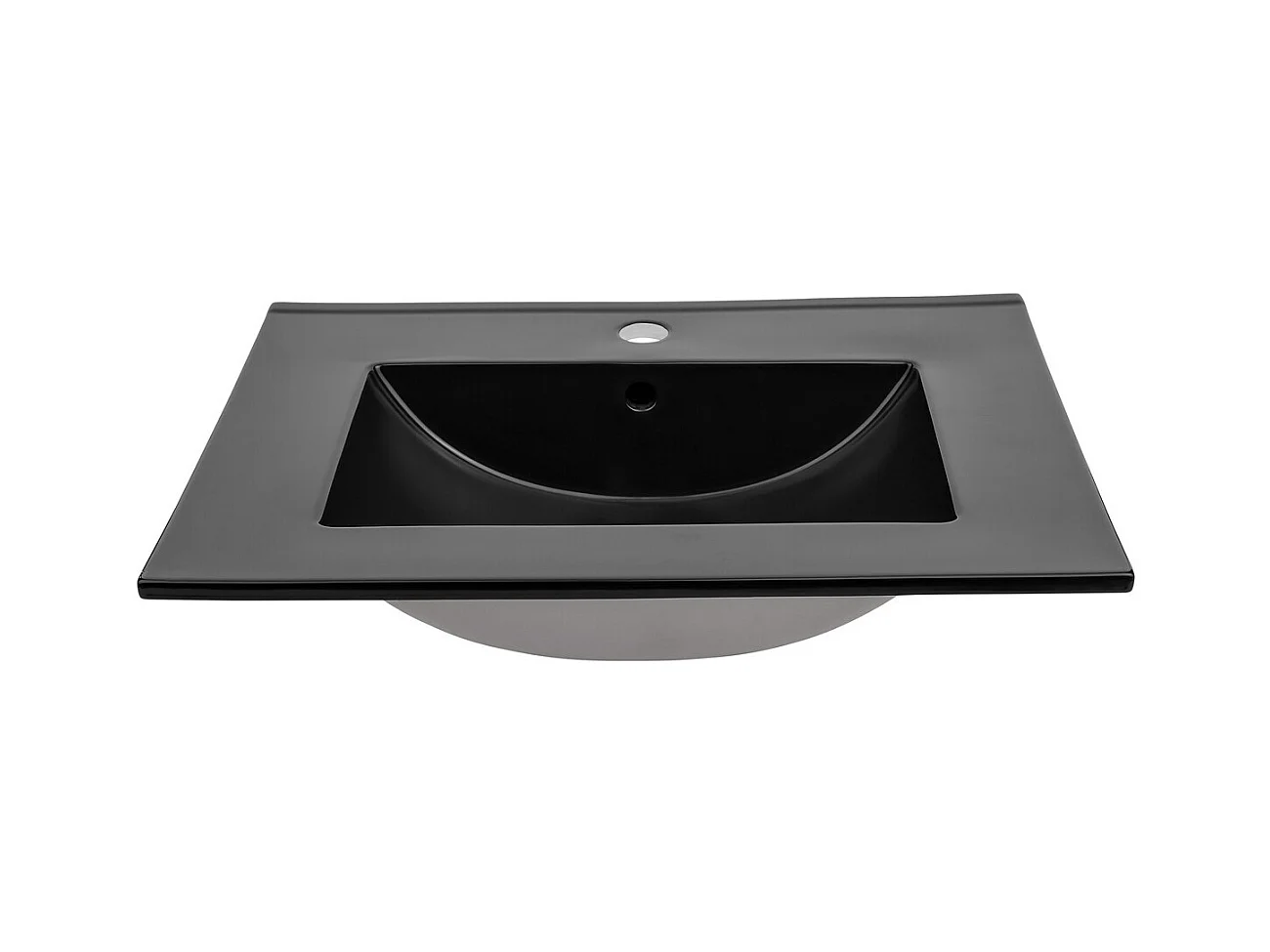 vasque rectangulaire noir à encastrer en céramique -  60 x 46 cm - LAVA