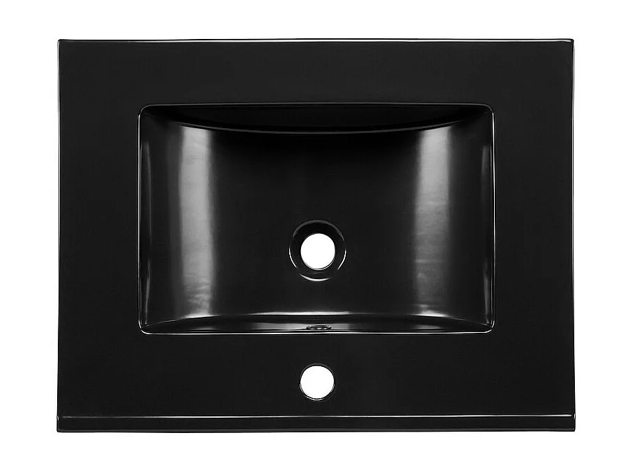 vasque rectangulaire noir à encastrer en céramique -  60 x 46 cm - LAVA