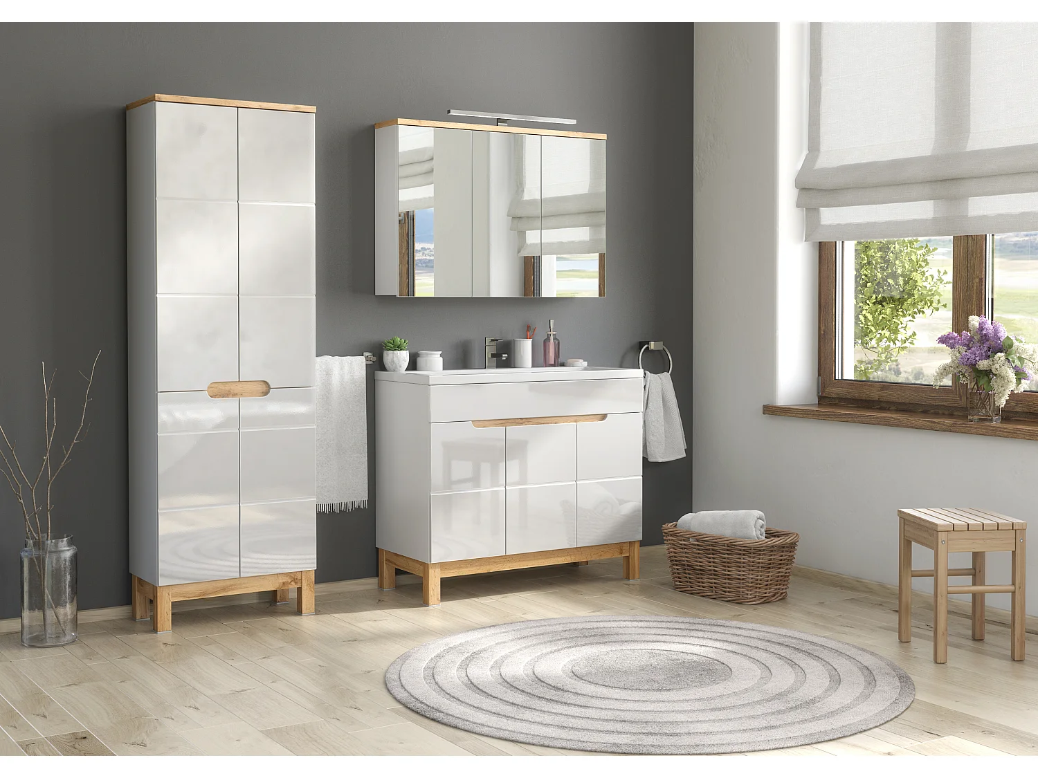 Lavabo pour meuble SPIRIT 80 de 81 cm, blanc brillant