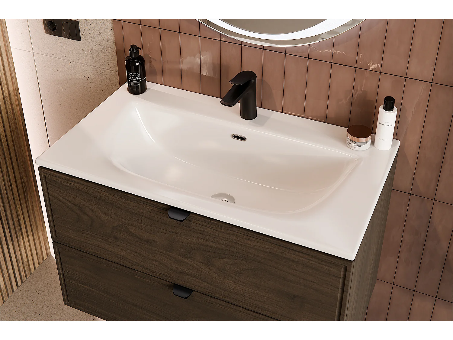 Lavabo pour meuble SKY 80-8099 81 cm, une cuve, blanc brillant