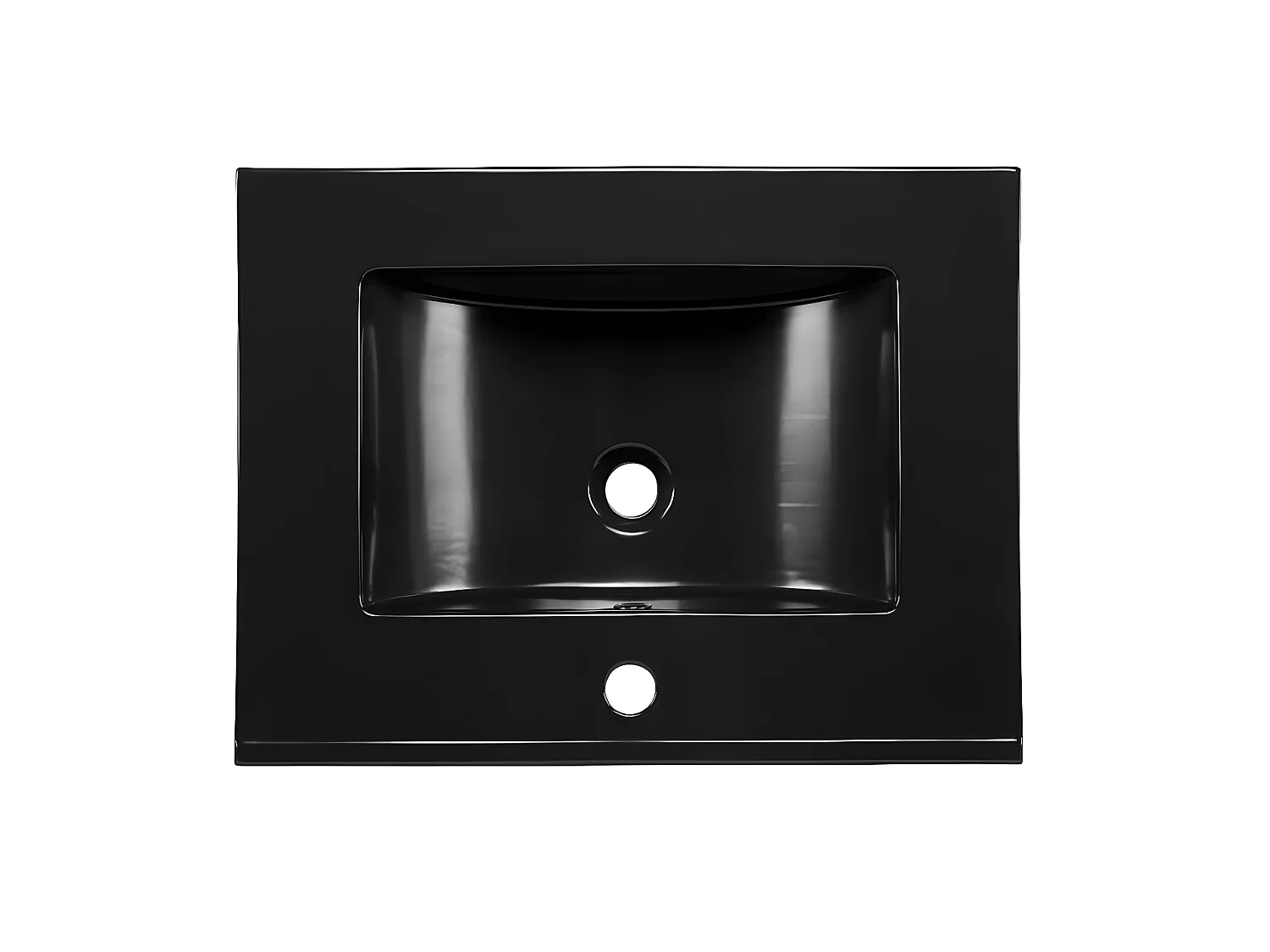 vasque rectangulaire noir à encastrer en céramique -  80 x 46 cm - LAVA