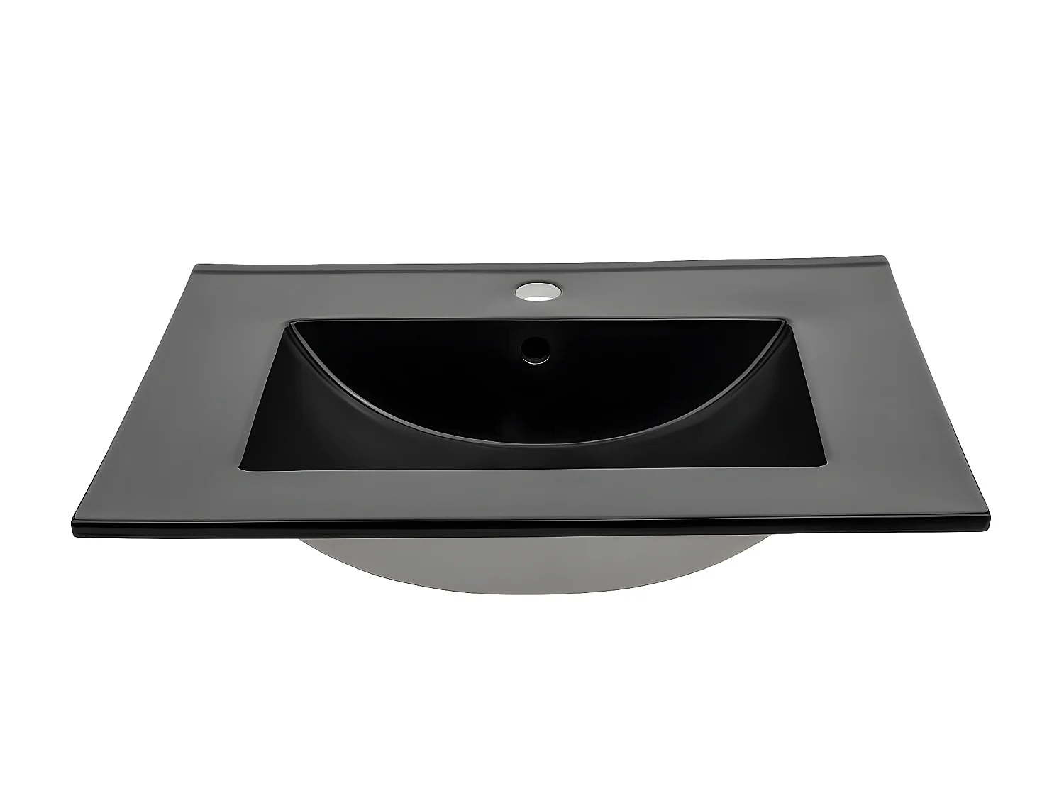 vasque rectangulaire noir à encastrer en céramique -  80 x 46 cm - LAVA