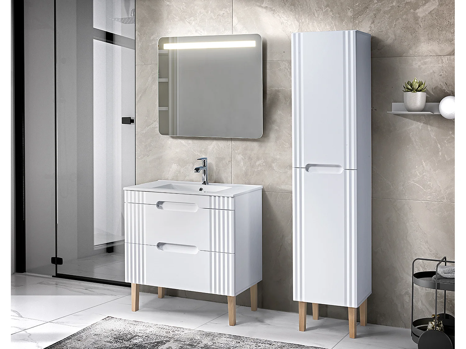 Vasque pour meuble 61 cm, à une cuve, blanc brillant