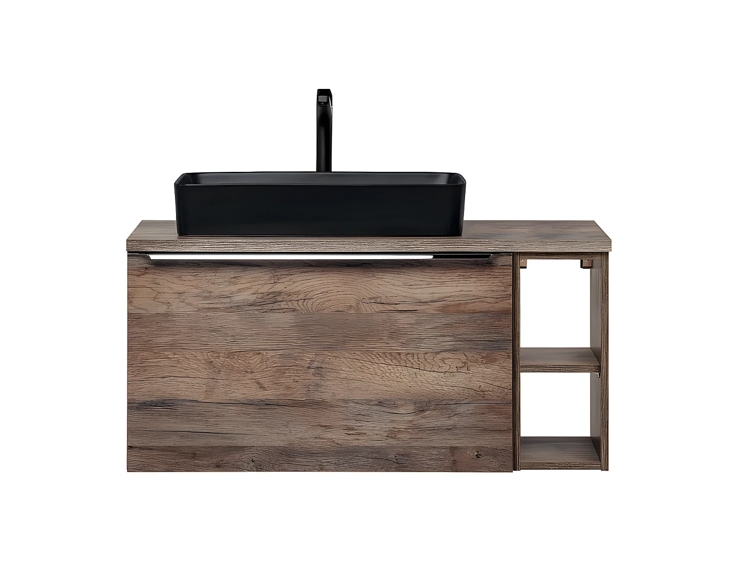 Meuble sous lavabo de salle de bain - Chêne Santa fe - L60-H46-P45,6 - KLAUS