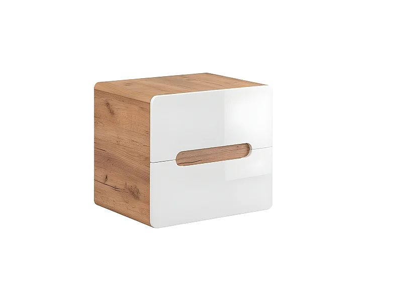 Meuble sous lavabo de salle de bain - Chêne artisanal doré et blanc brillant - L60-H53-P46 - ARRIBA