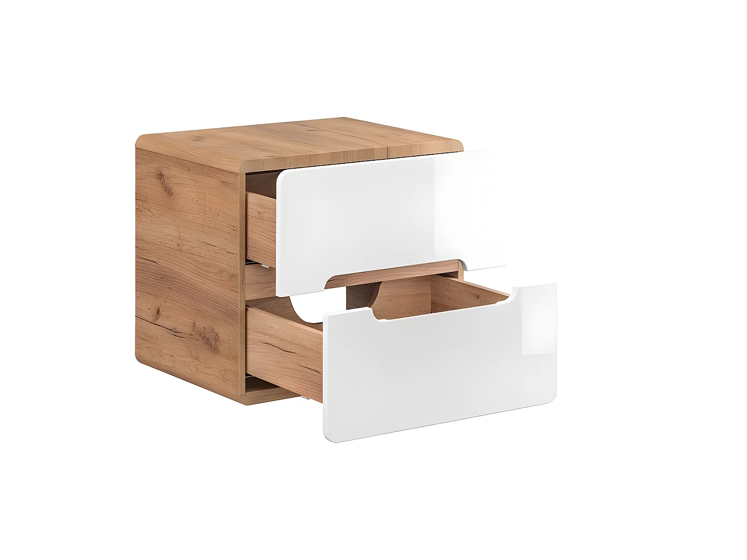 Meuble sous lavabo de salle de bain - Chêne artisanal doré et blanc brillant - L60-H53-P46 - ARRIBA