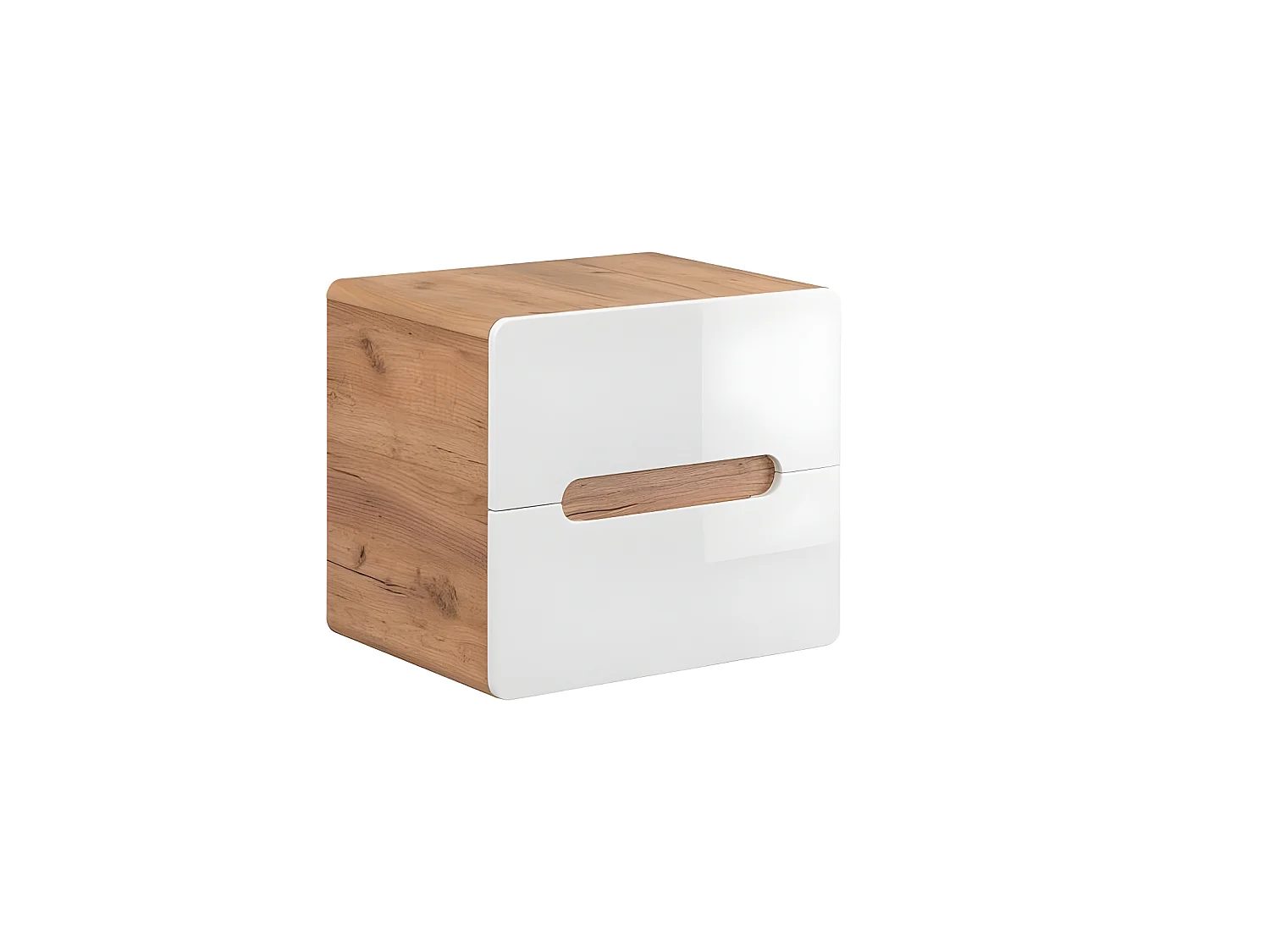 Meuble sous lavabo de salle de bain - Chêne artisanal doré et blanc brillant - L60-H53-P46 - ARRIBA