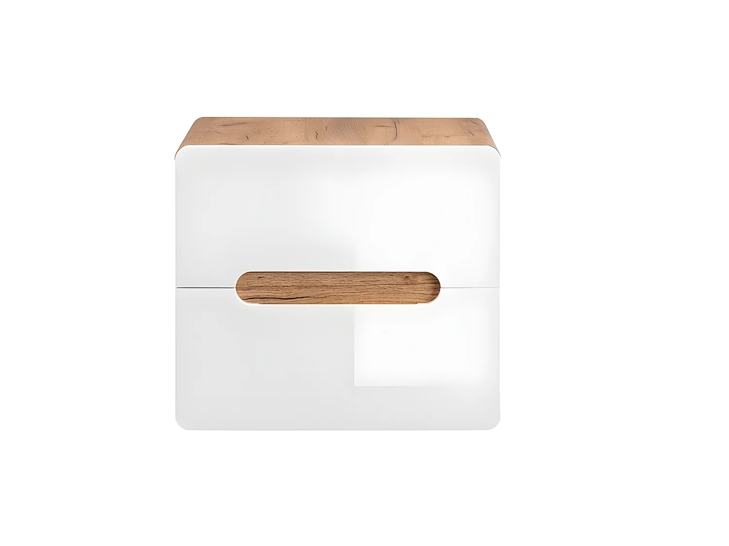 Meuble sous lavabo de salle de bain - Chêne artisanal doré et blanc brillant - L60-H53-P46 - ARRIBA