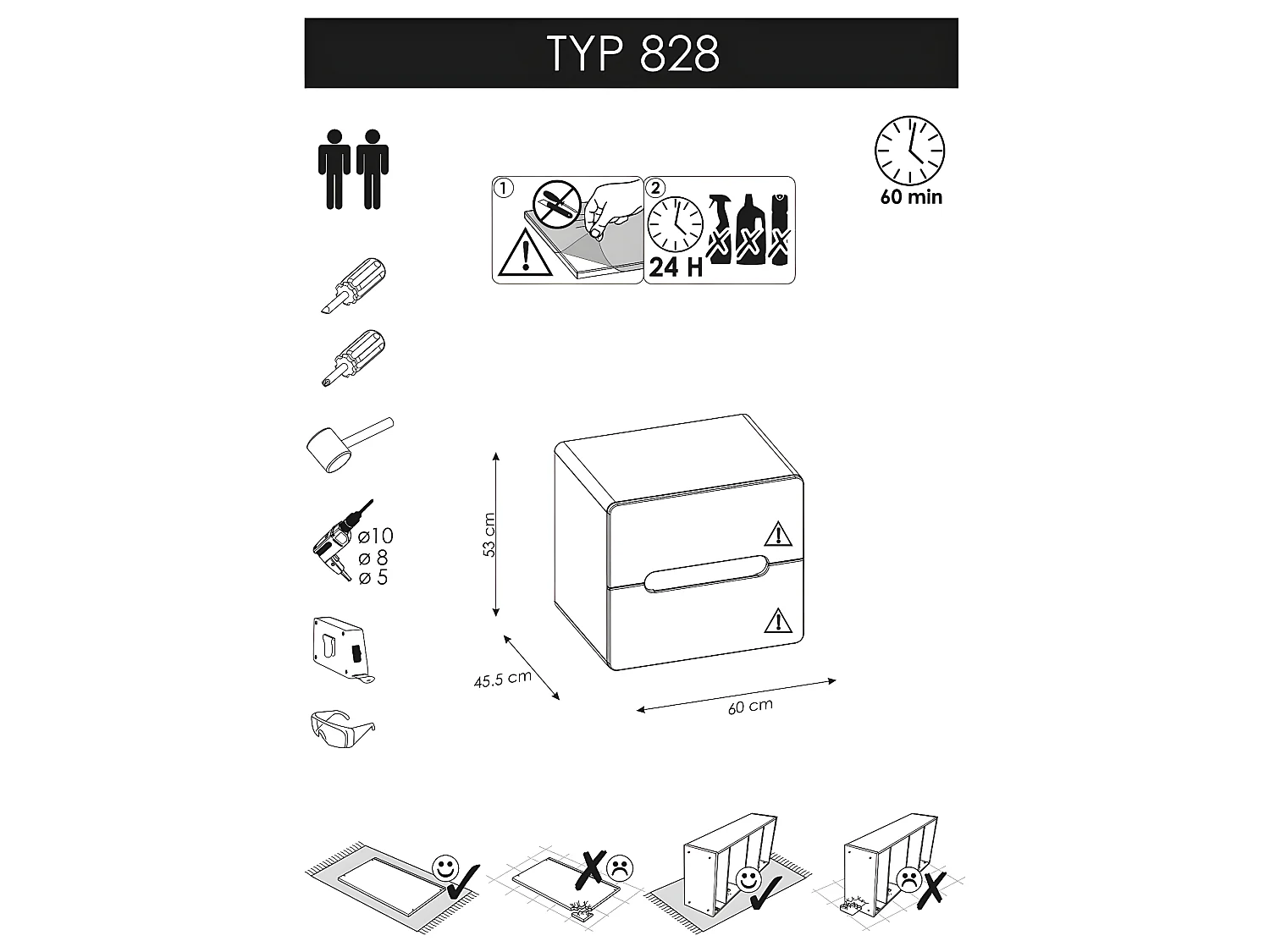 Meuble sous lavabo de salle de bain - Chêne artisanal doré et blanc brillant - L60-H53-P46 - ARRIBA