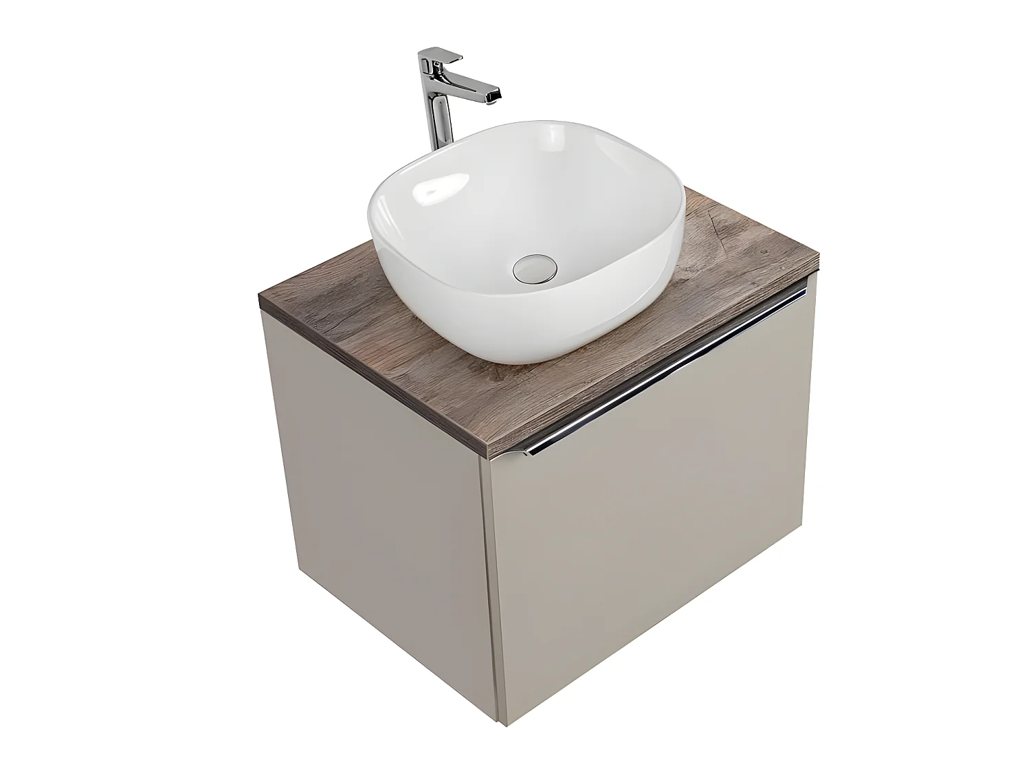 Meuble sous lavabo de salle de bain - Gris galet - L80-H46-P45,6 - KLAUS