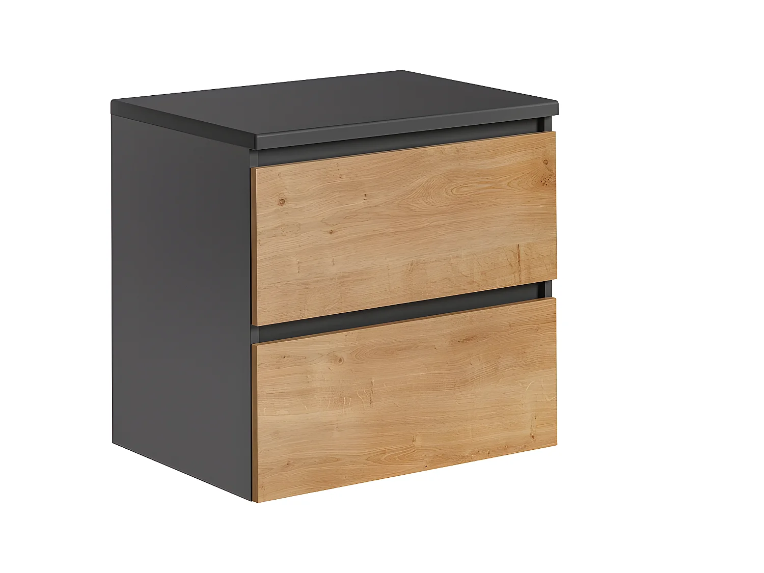 Meuble sous lavabo de salle de bain - Chêne hamiltion et gris diamant - L60-H57-P46 - Marseilla