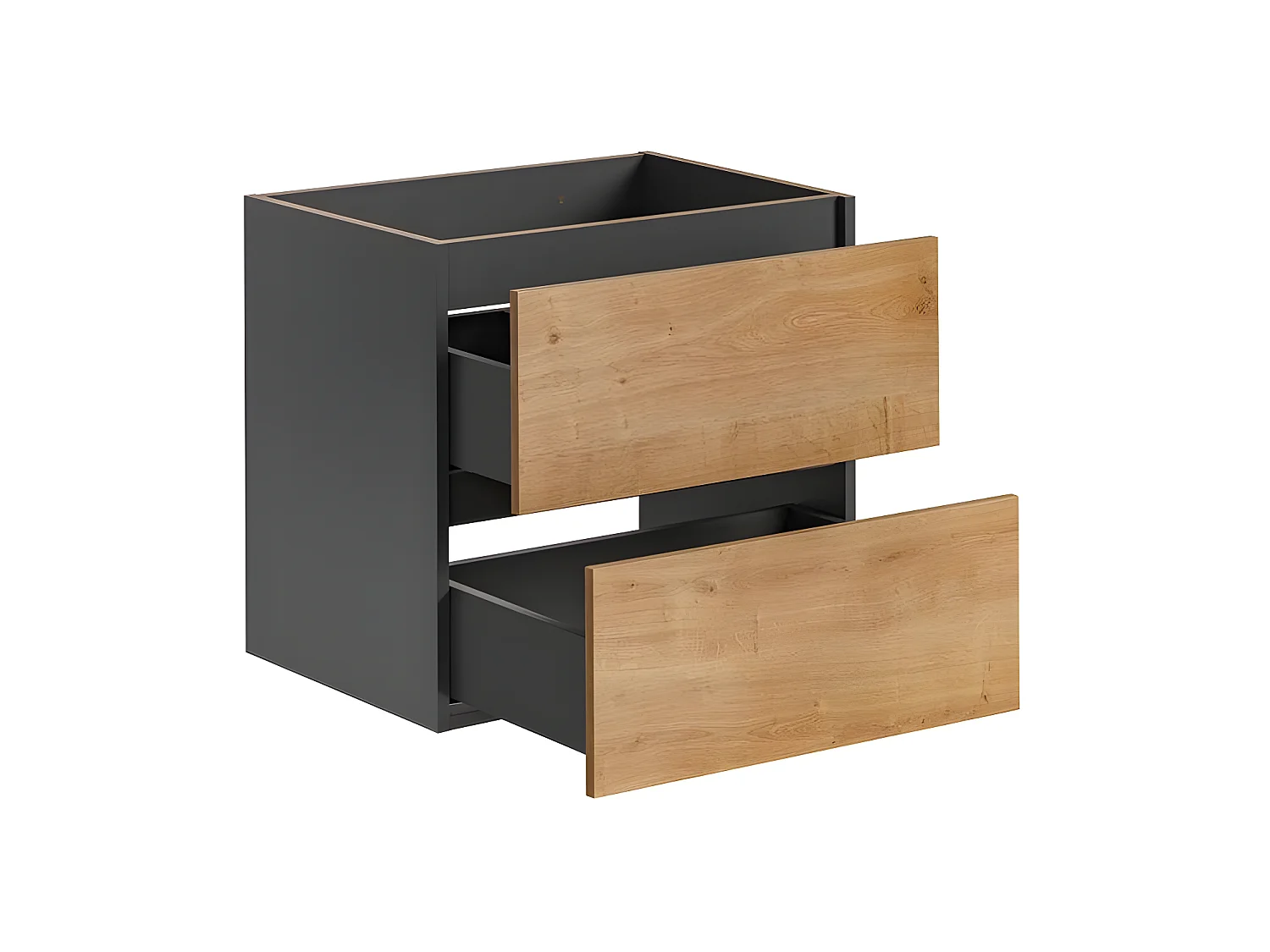 Meuble sous lavabo de salle de bain - Chêne hamiltion et gris diamant - L60-H57-P46 - Marseilla