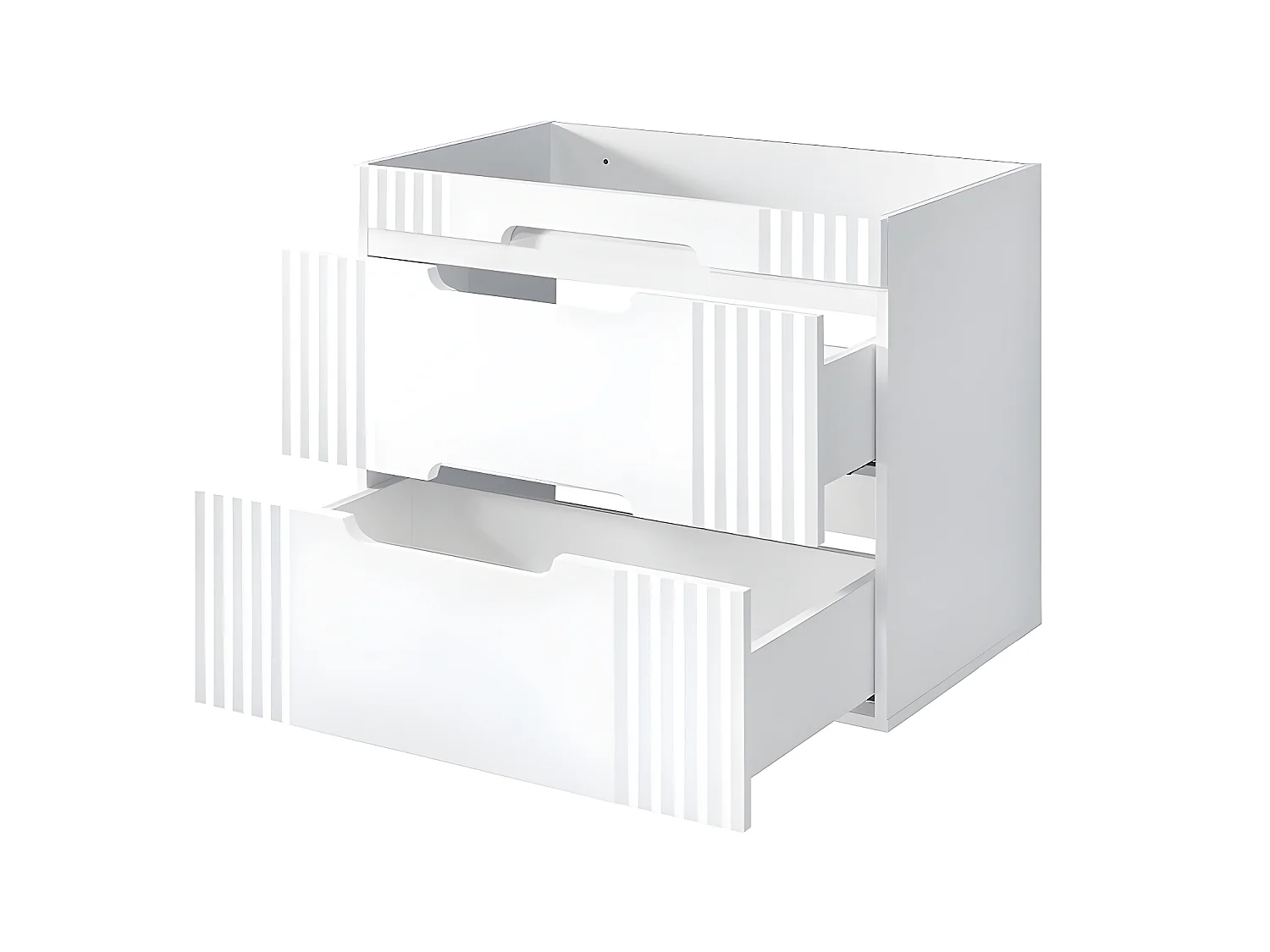 Meuble sous lavabo de salle de bain - Blanc alpin - L120-H62-P45,8 - FUJI