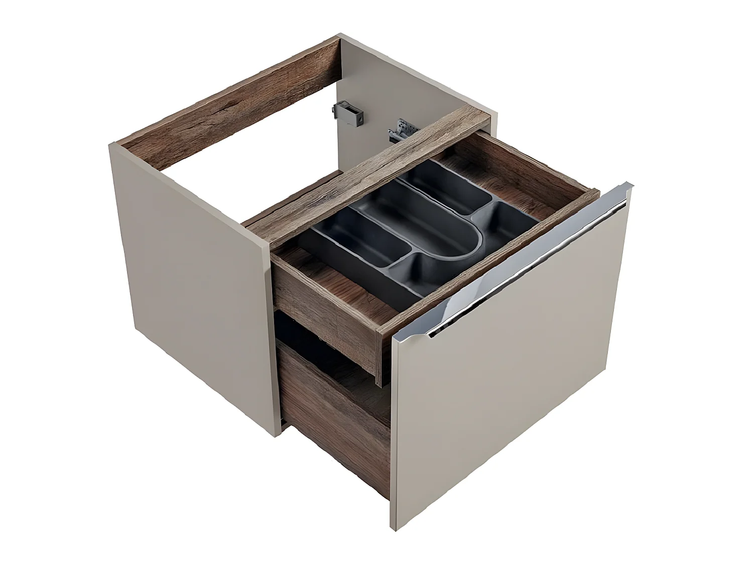 Meuble sous lavabo de salle de bain - Gris galet - L60-H46-P45,6 - KLAUS