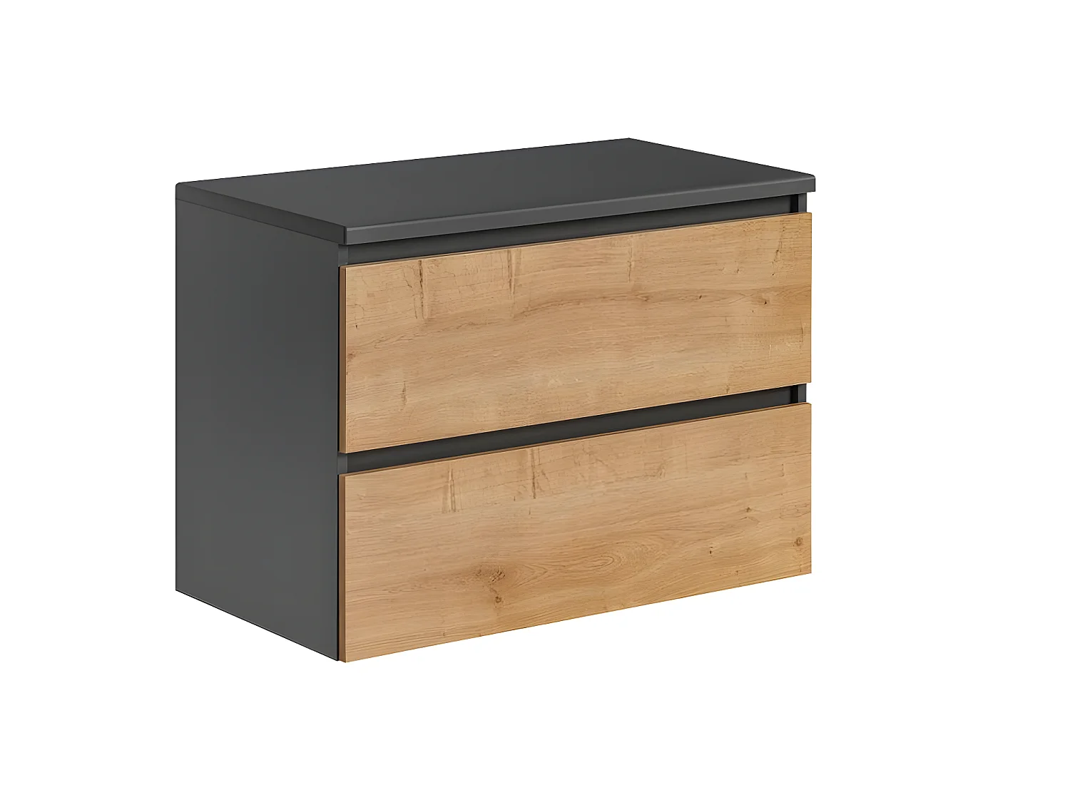 Meuble sous lavabo de salle de bain - Chêne hamiltion et gris diamant - L80-H57-P46 - Marseilla