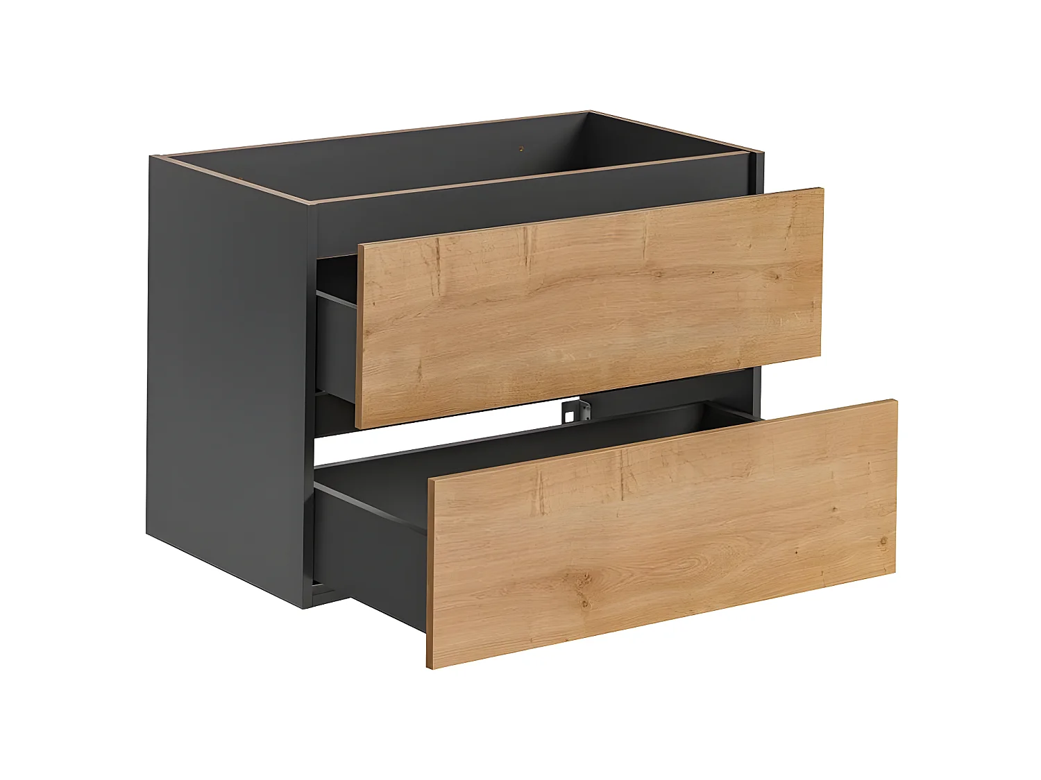 Meuble sous lavabo de salle de bain - Chêne hamiltion et gris diamant - L80-H57-P46 - Marseilla