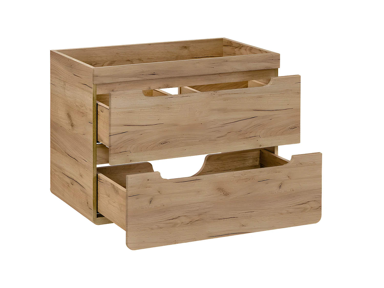 Meuble sous lavabo de salle de bain - Chêne artisanal doré - L60-H59-P46 - ARRIBA