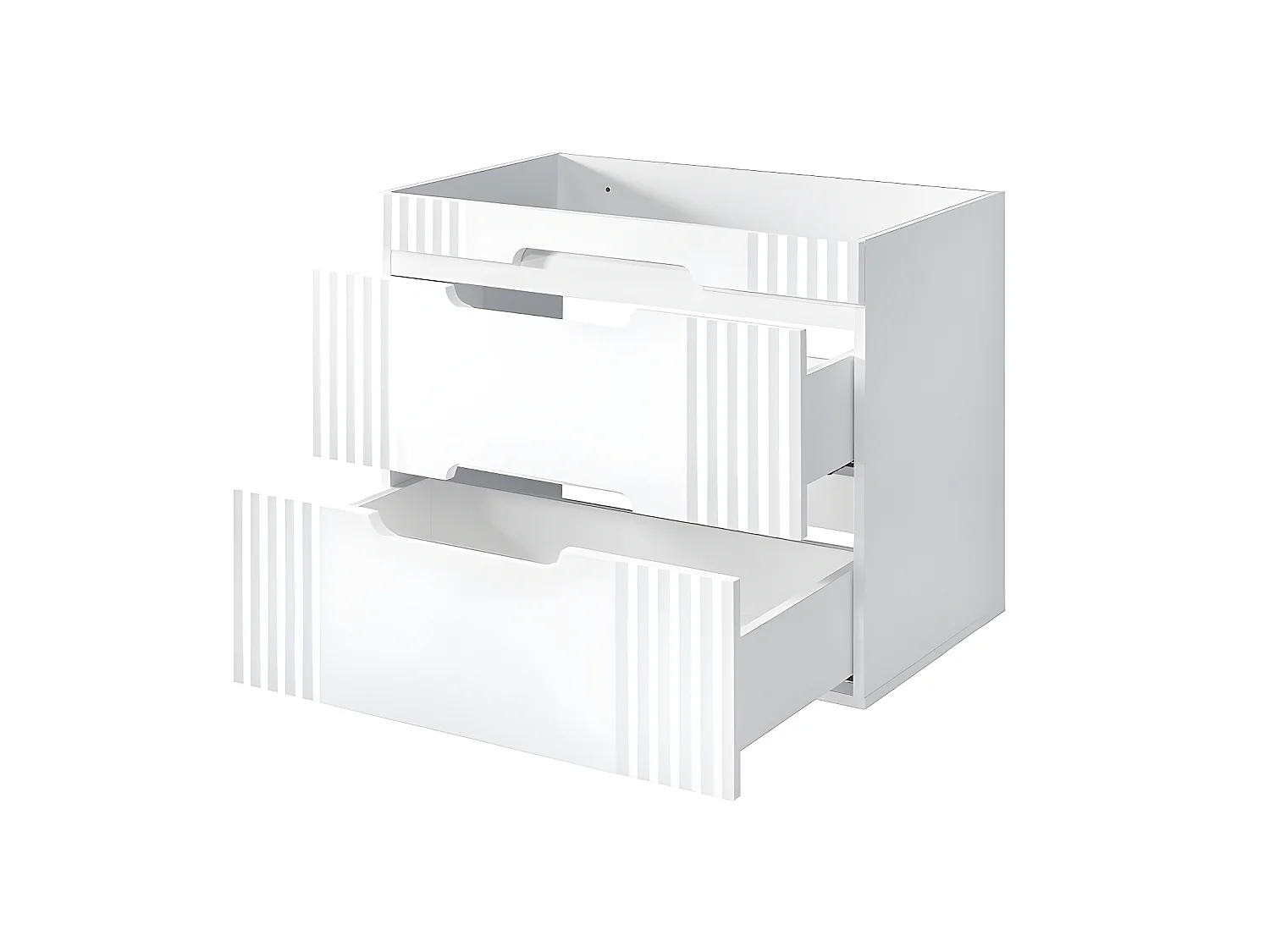 Meuble sous lavabo de salle de bain - Blanc alpin - L80-H62-P45,8 - FUJI