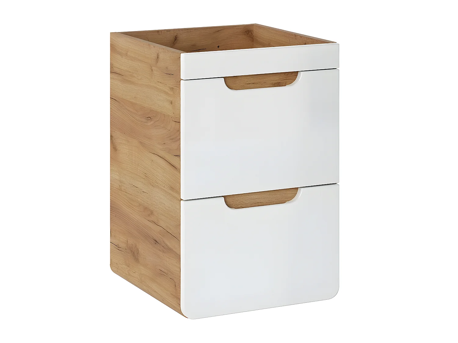 Meuble sous lavabo de salle de bain - Chêne artisanal doré et blanc brillant - L50-H59-P39 - ARRIBA