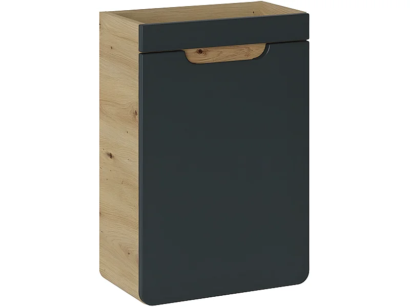 Meuble sous lavabo de salle de bain - Chêne artisanal doré et noir mat - L40-H60-P22 - ARRIBA